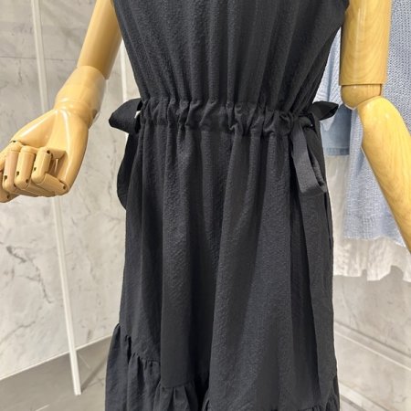 양 리본 브이넥 원피스