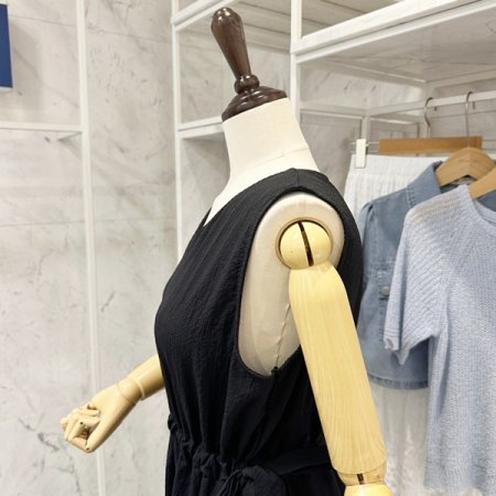 양 리본 브이넥 원피스