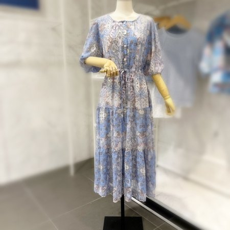 라운드넥 에스닉 스트링 원피스