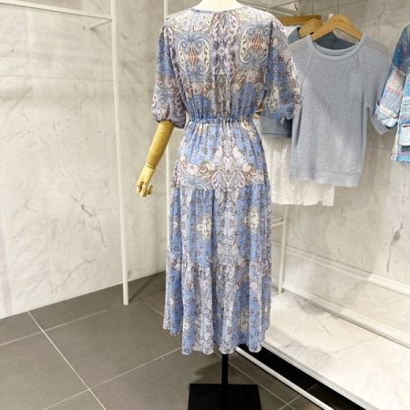 라운드넥 에스닉 스트링 원피스