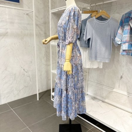 라운드넥 에스닉 스트링 원피스