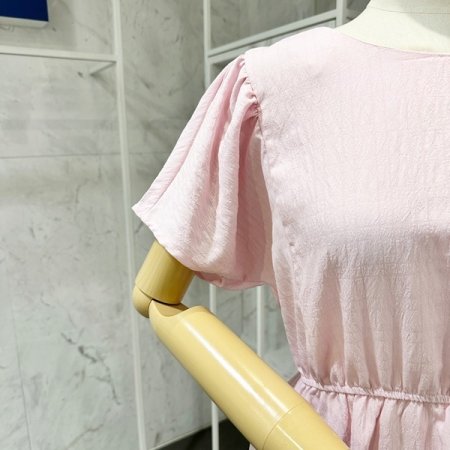 뒷 단추 밴딩 롱 원피스