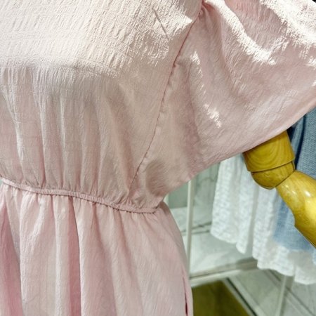 뒷 단추 밴딩 롱 원피스