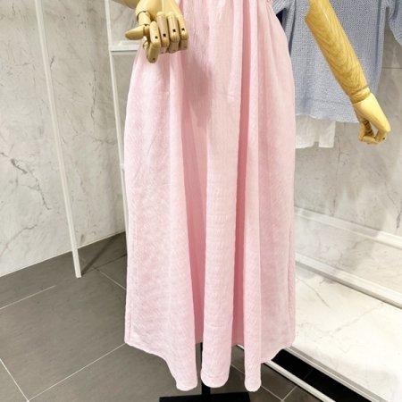 뒷 단추 밴딩 롱 원피스