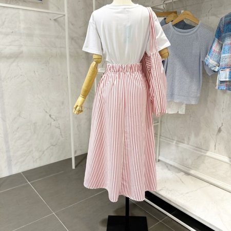 티셔츠 스트라이프 스커트 가방 세트