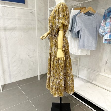 브이넥 열대꽃 스트링 원피스