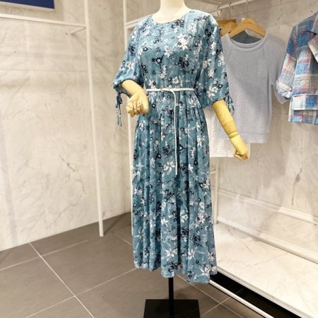 꽈배기 벨트 플라워 원피스