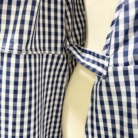 체크 브이넥 랩 원피스