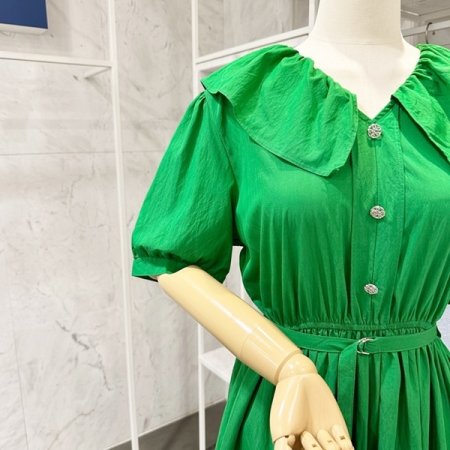 프릴 카라 벨트 원피스