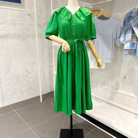 프릴 카라 벨트 원피스