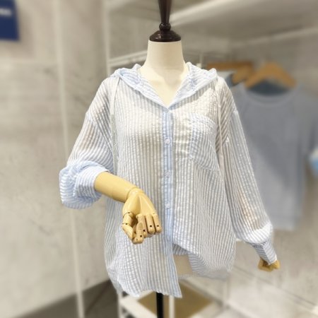 후드넥 장식 루즈핏 셔츠