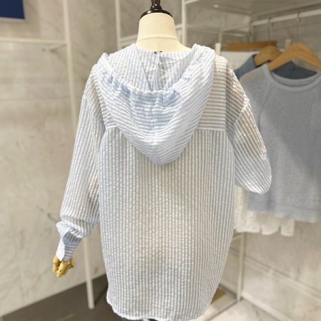 후드넥 장식 루즈핏 셔츠