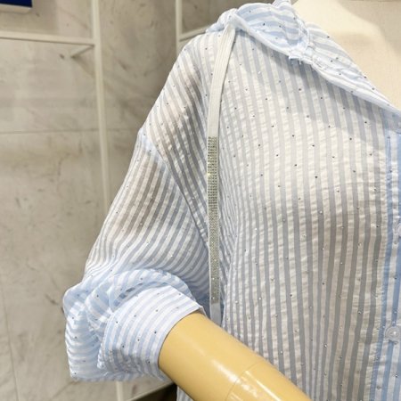 후드넥 장식 루즈핏 셔츠