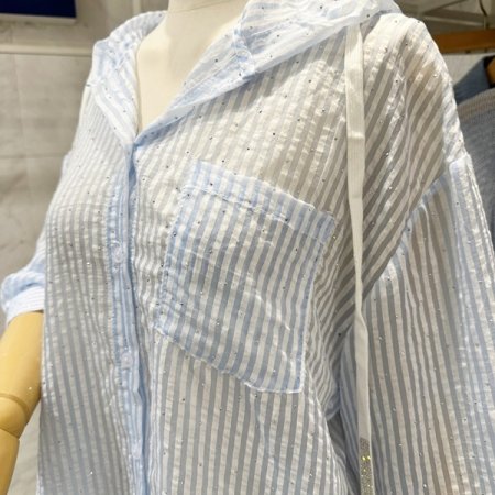 후드넥 장식 루즈핏 셔츠