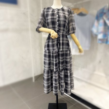 체크 스트링 원피스