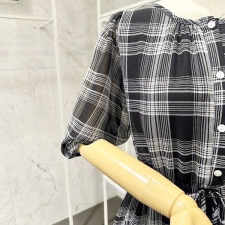 체크 스트링 원피스