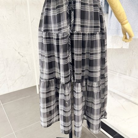 체크 스트링 원피스