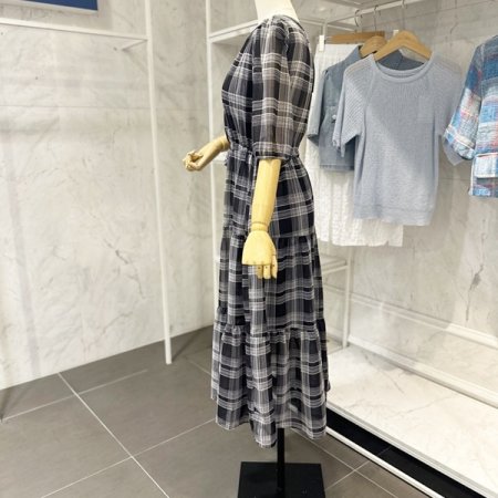 체크 스트링 원피스