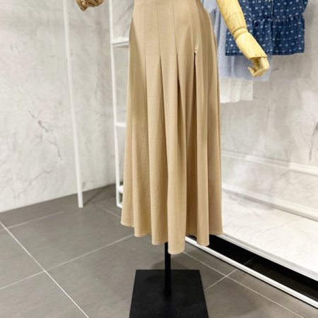 뒷 셔링 핀턱주름 스커트