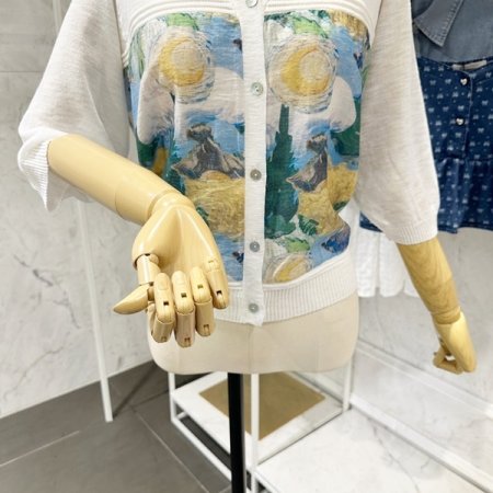 아트 프린트 린넨 가디건