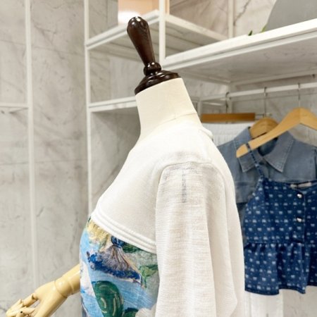 아트 프린트 린넨 가디건