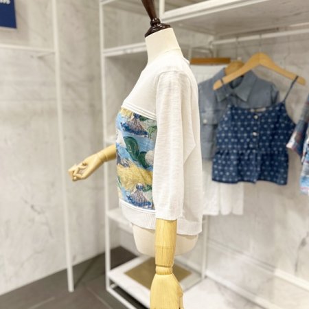 아트 프린트 린넨 가디건