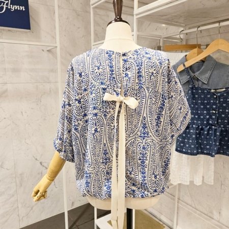 뒷끈 밑단밴딩 루즈핏 블라우스