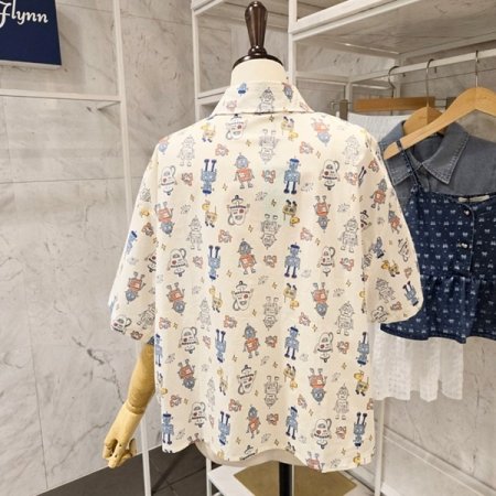 로봇 프린팅 카라 셔츠
