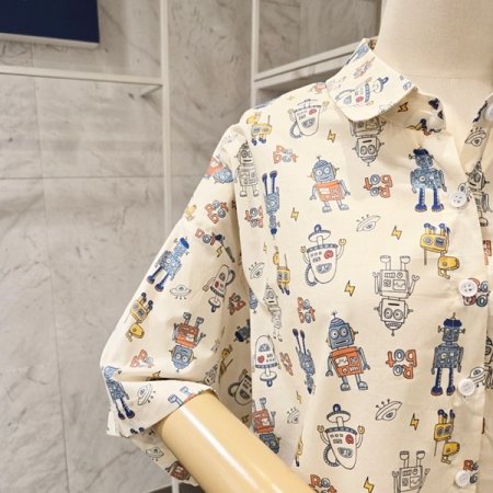로봇 프린팅 카라 셔츠