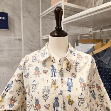 로봇 프린팅 카라 셔츠