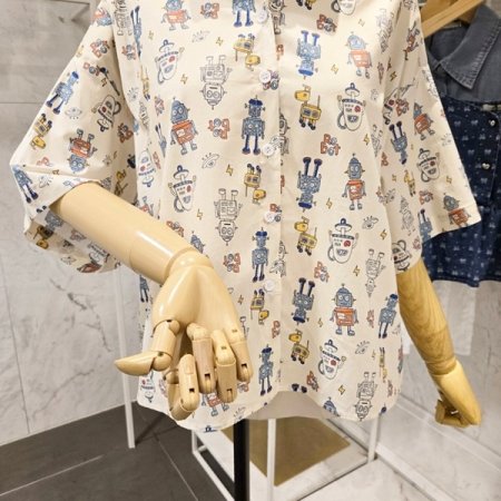 로봇 프린팅 카라 셔츠