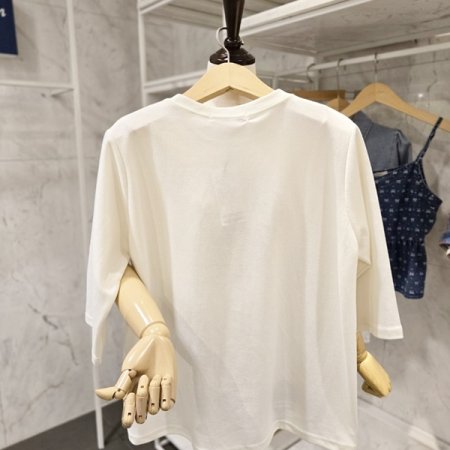 레터링 배색 언발 티셔츠