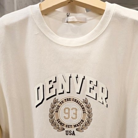 레터링 배색 언발 티셔츠