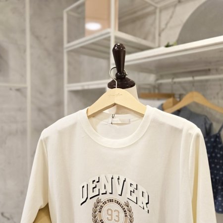 레터링 배색 언발 티셔츠