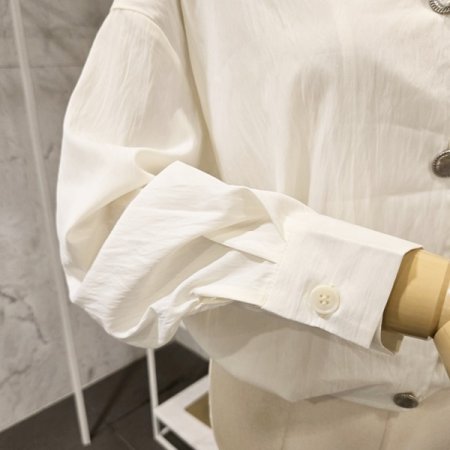 밑단밴딩 카라 블라우스