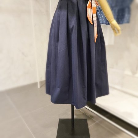 스카프 핀턱 롱 스커트