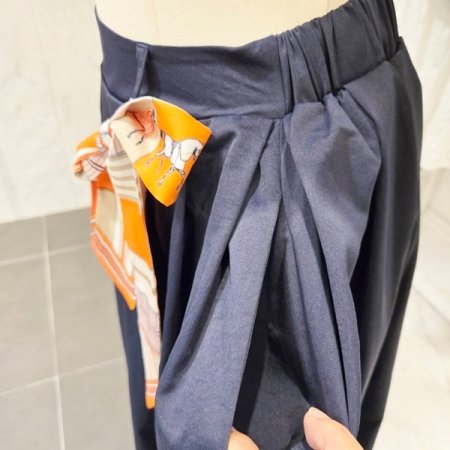 스카프 핀턱 롱 스커트