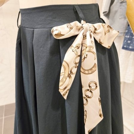 스카프 핀턱 롱 스커트