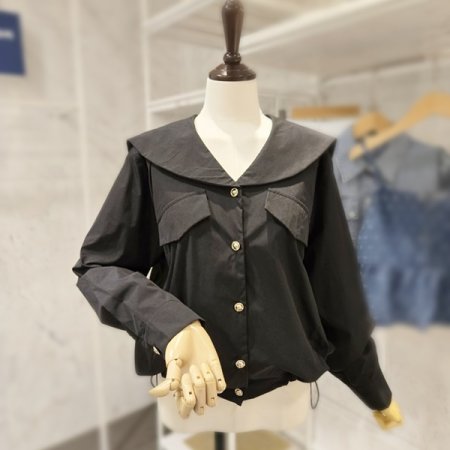 빅 카라 스트링 셔츠