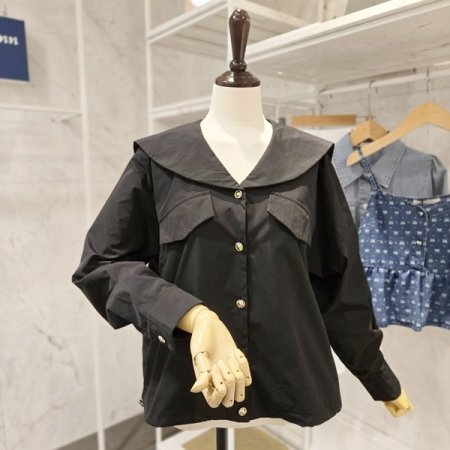 빅 카라 스트링 셔츠