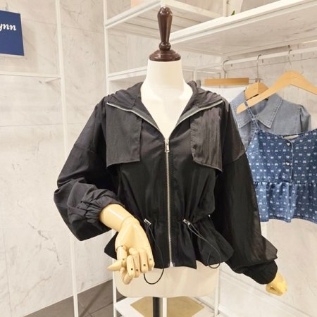 후드넥 스트링 루즈핏 점퍼