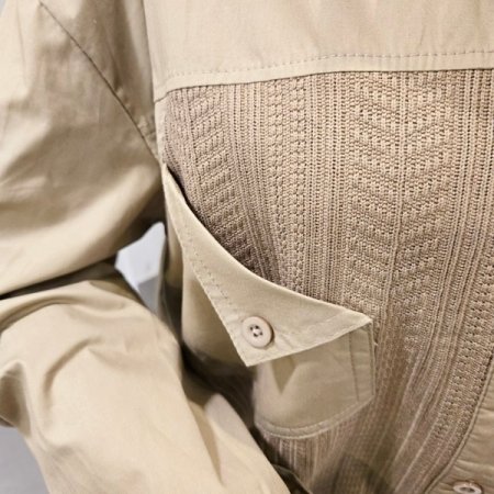 스트링 니트 배색 셔츠