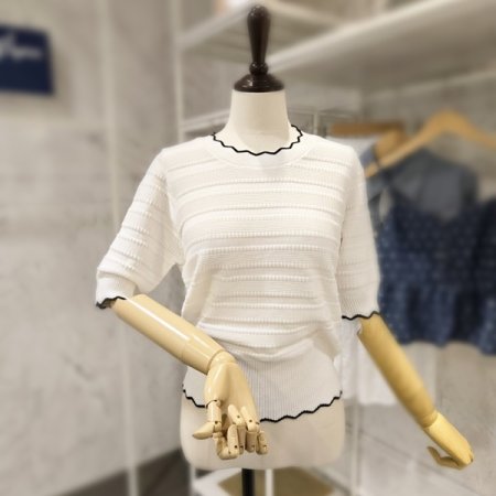 물결 배색 니트