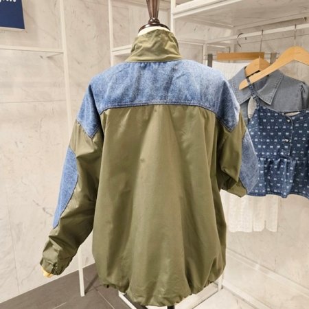 데님 배색 집업 점퍼