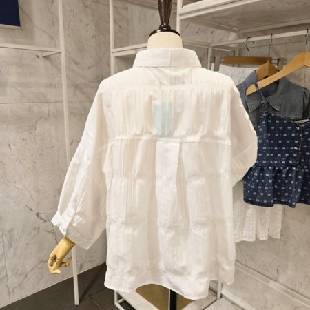 앞포켓 루즈핏 카라 블라우스