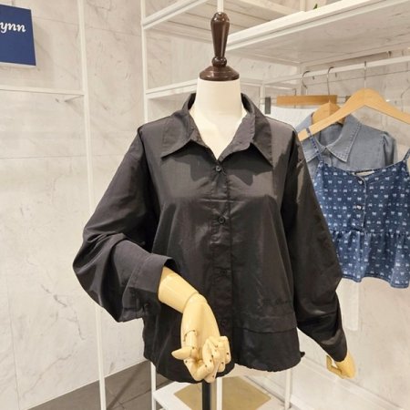 레터링 자수 카라 셔츠