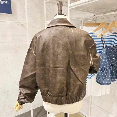 밑단밴딩 빈티지 레자 자켓