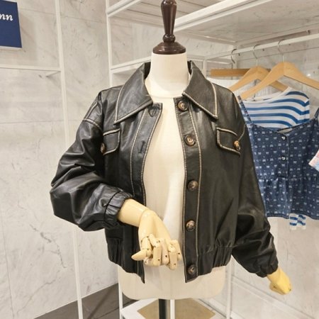 밑단밴딩 빈티지 레자 자켓