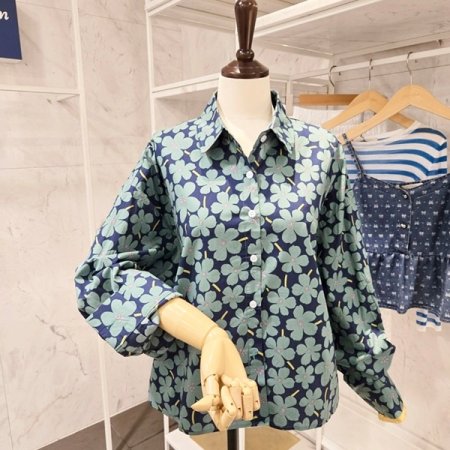 플라워 패턴 카라 셔츠