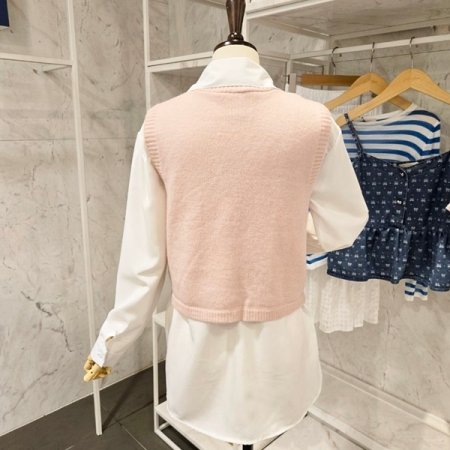 X자 니트조끼 셔츠 세트